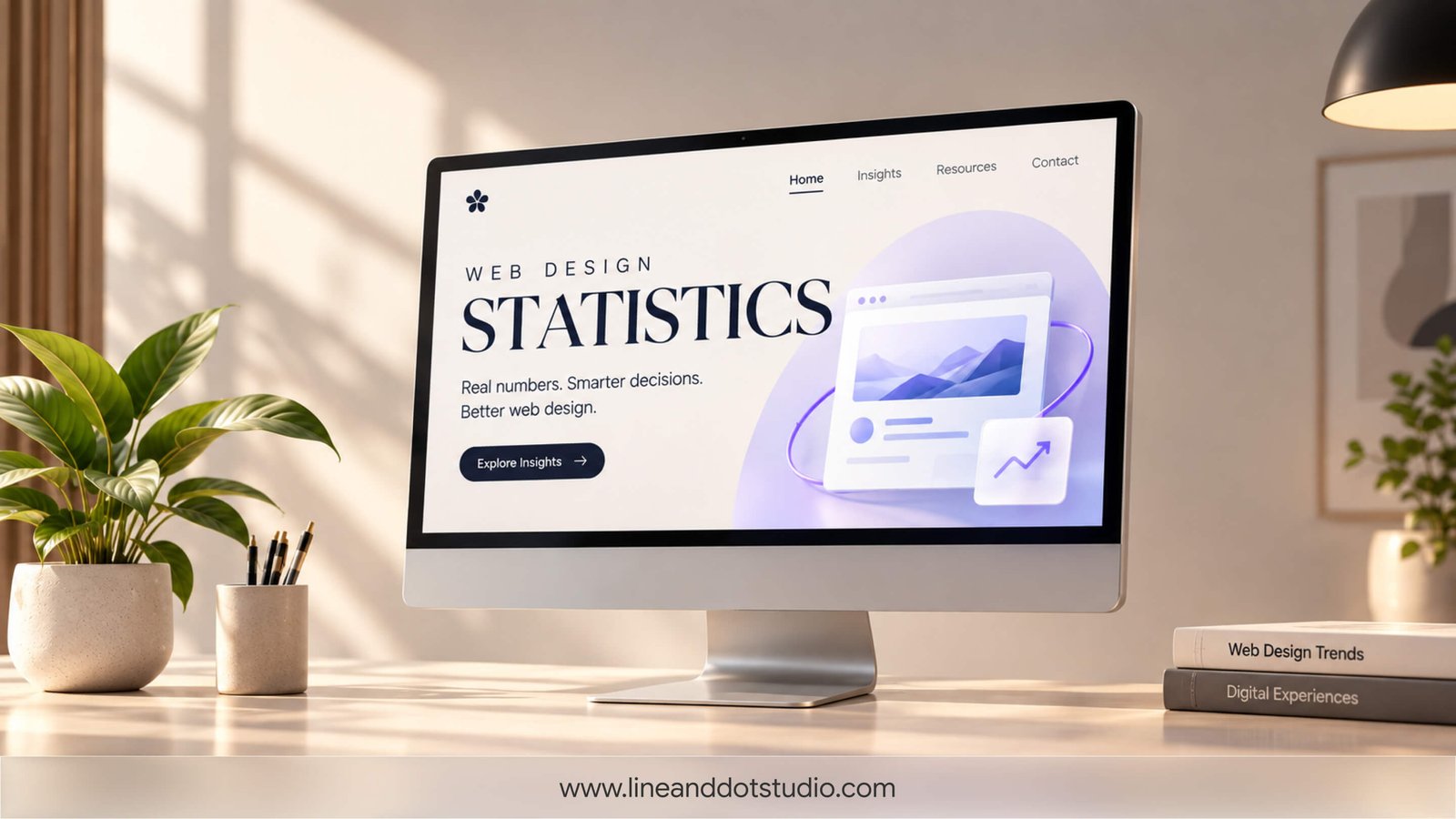 web design statistics on the landing page of a computer