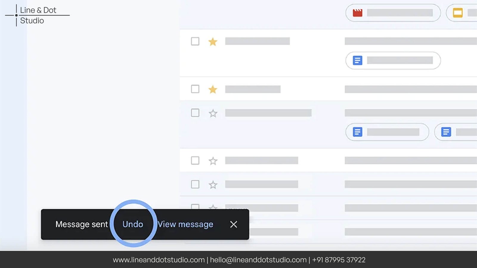 The micro interaction in the Gmail interface design in form of an undo toast button