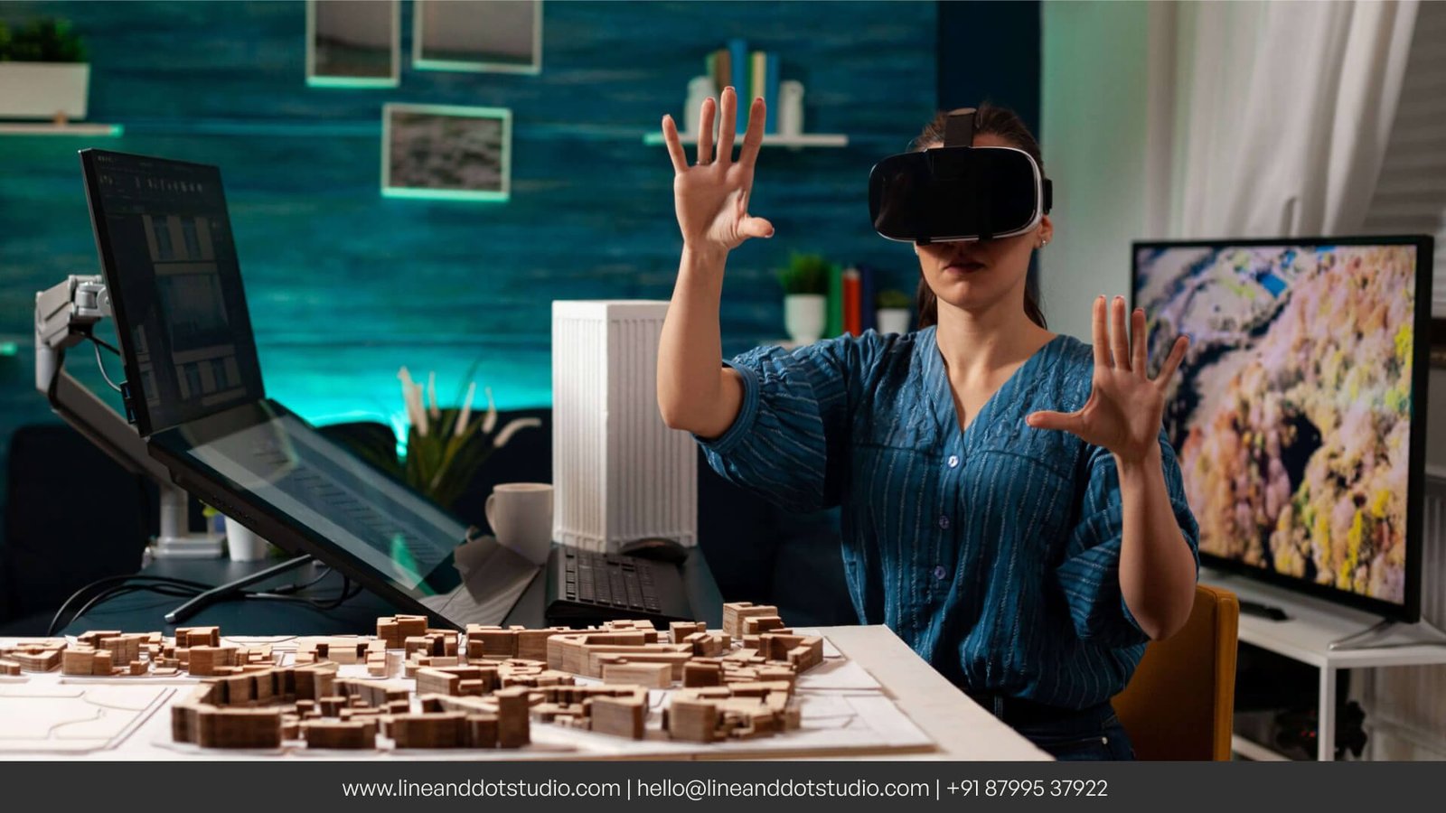 Virtual reality headseats being used by architect