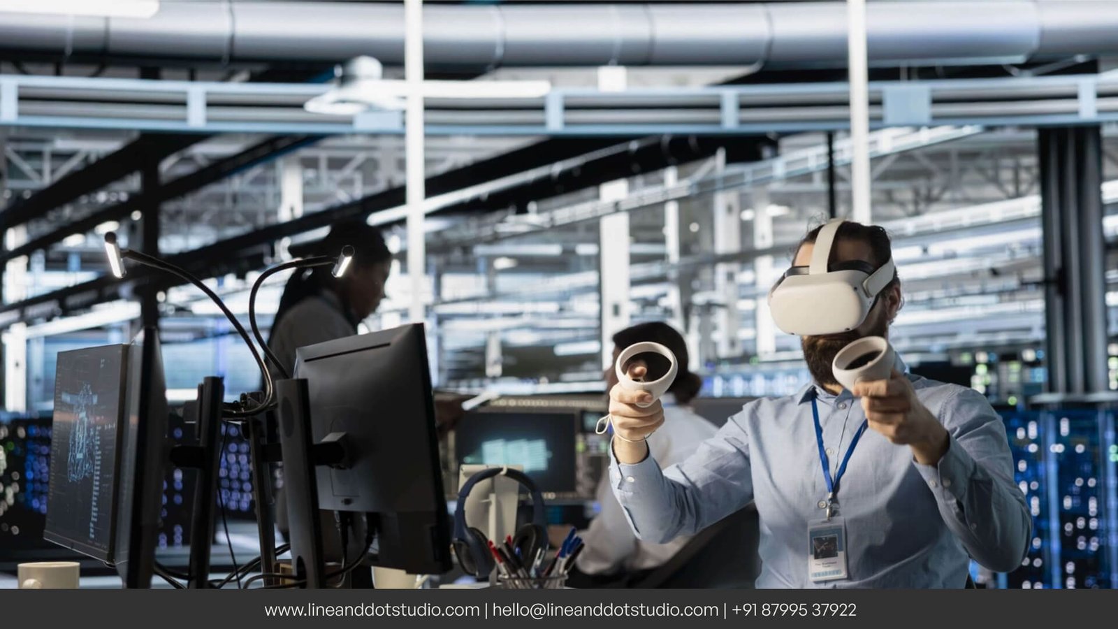 Engineer using vr headset