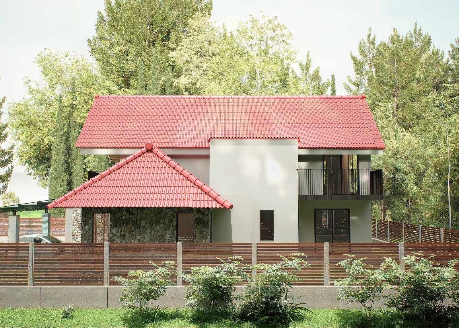 Silver Mist Villa, front elevation with twin pitched roofs