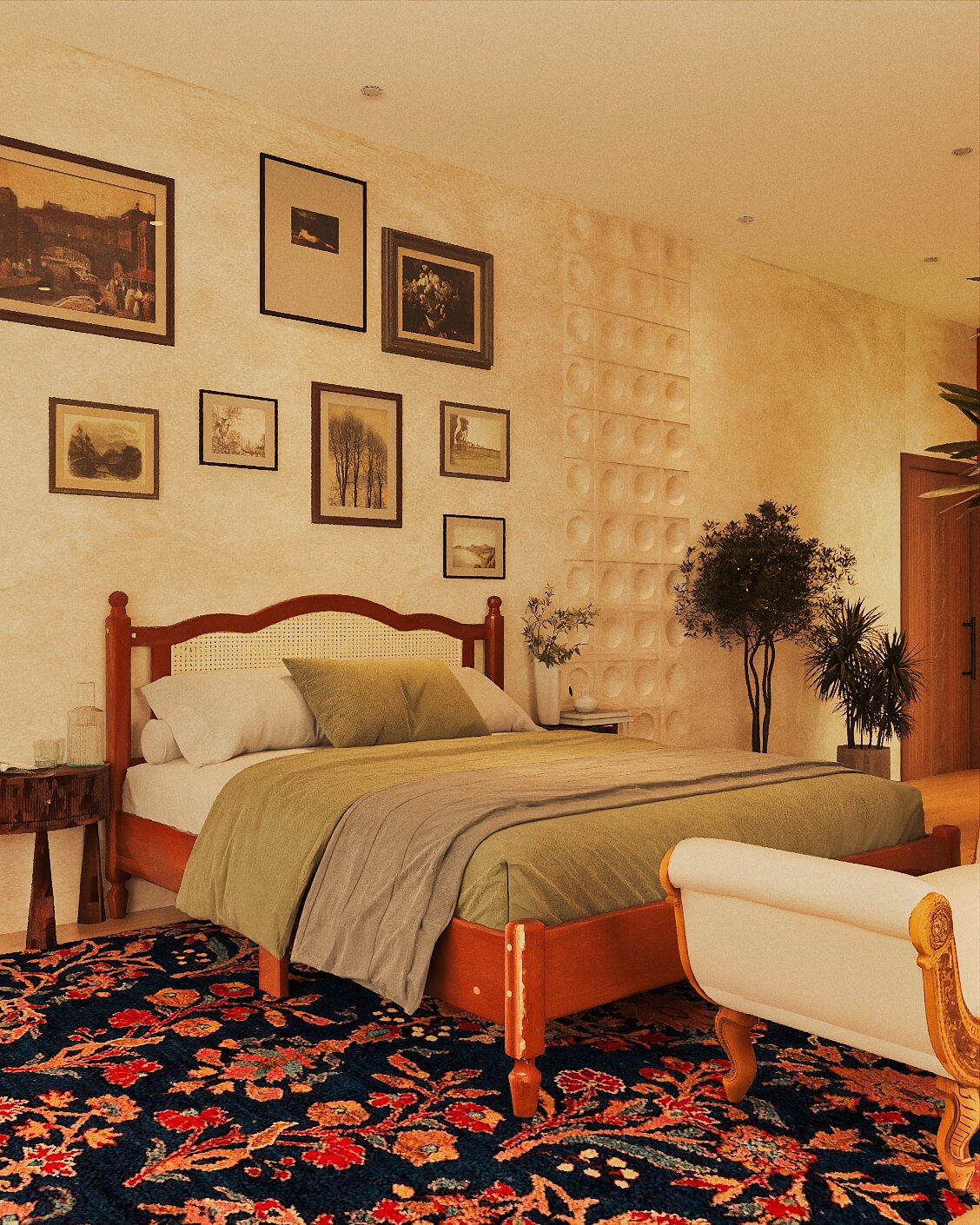 Free Spirit, third bedroom keeping the boho language at a calmer volume