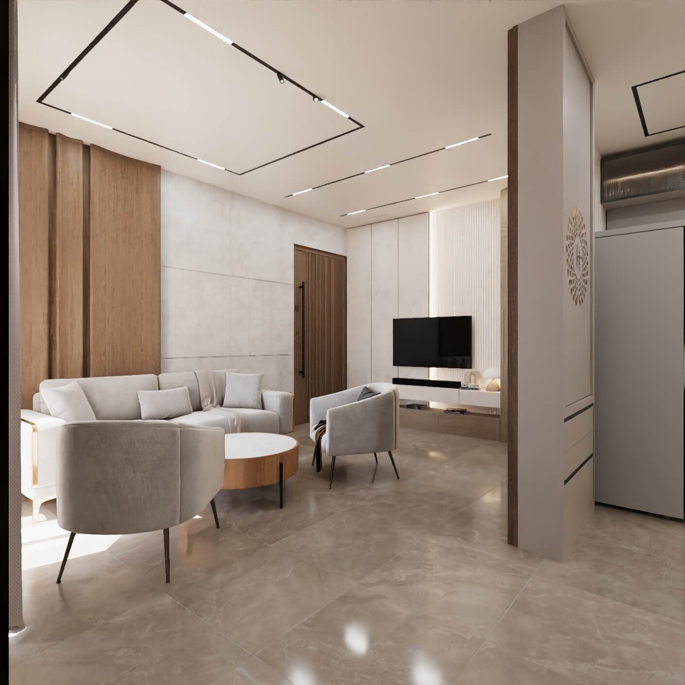 Living on the Rocks, sofa and seating in warm neutral tones
