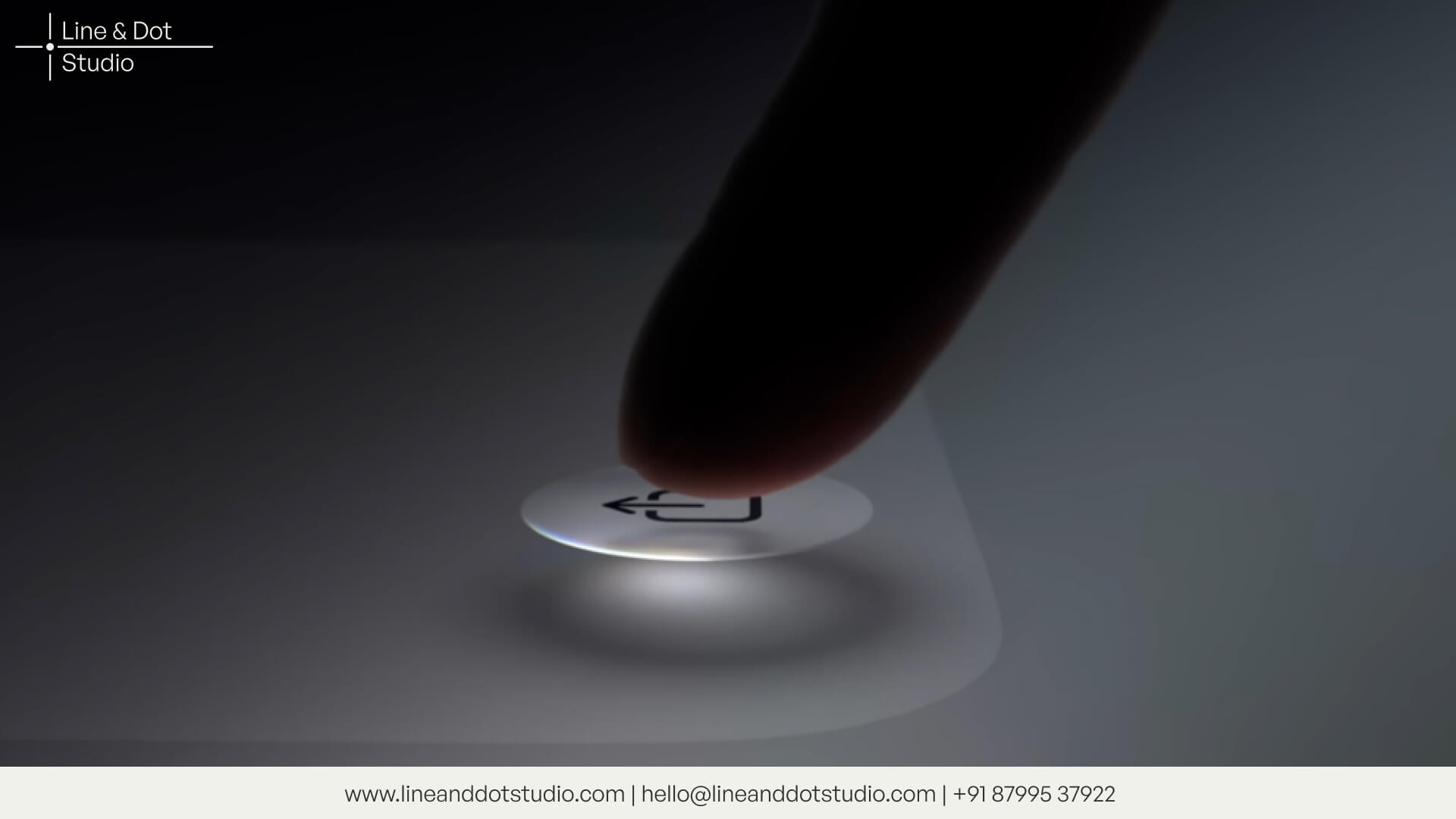 a finger of a user touching the interface with a liquid glass effect button