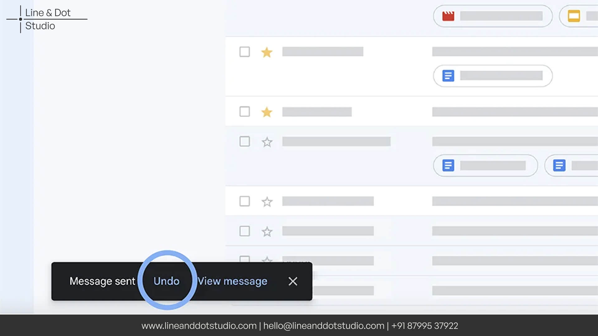 The micro interaction in the Gmail interface design in form of an undo toast button