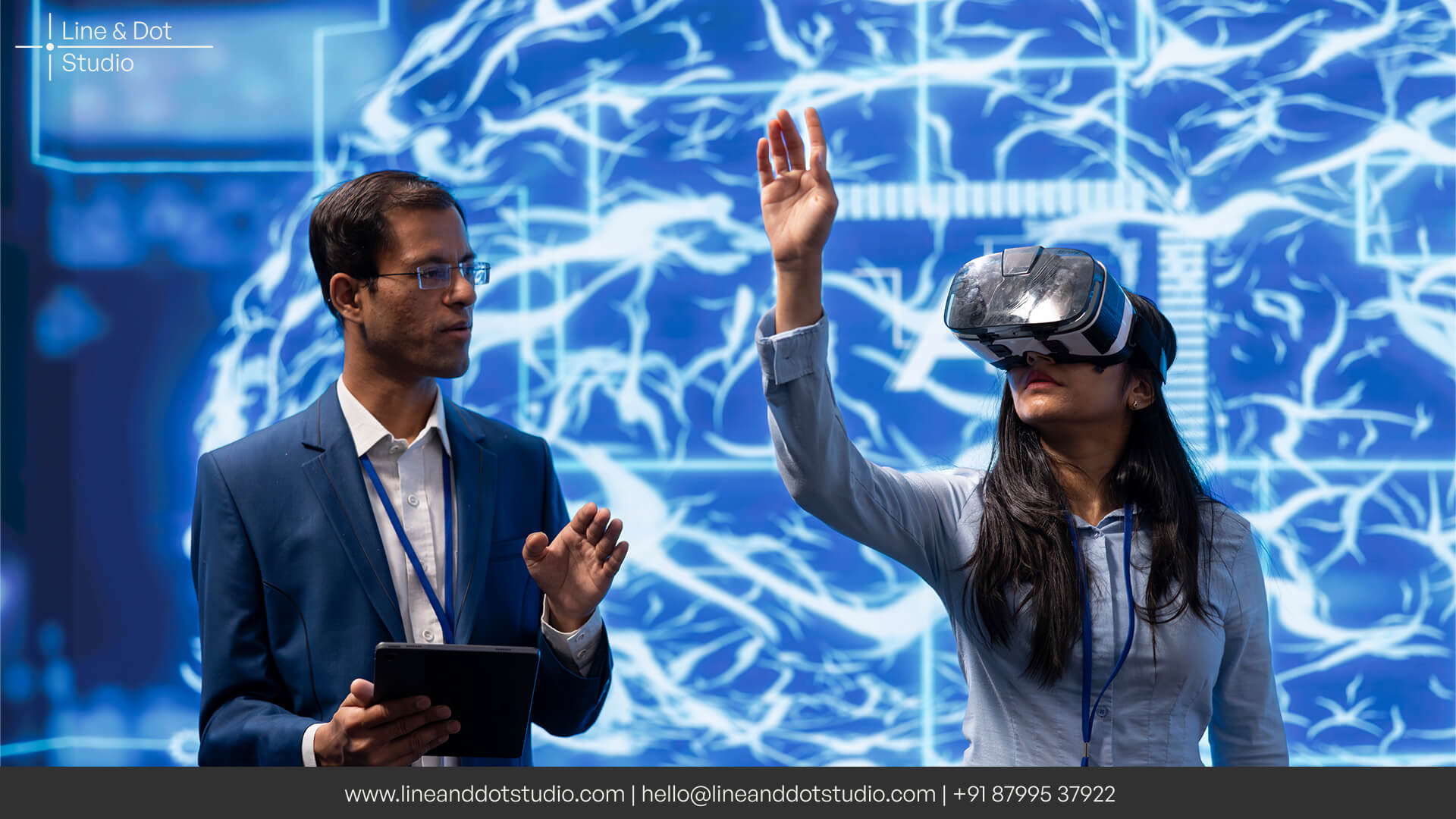 Virtual reality demo at an interactive exhibition booth