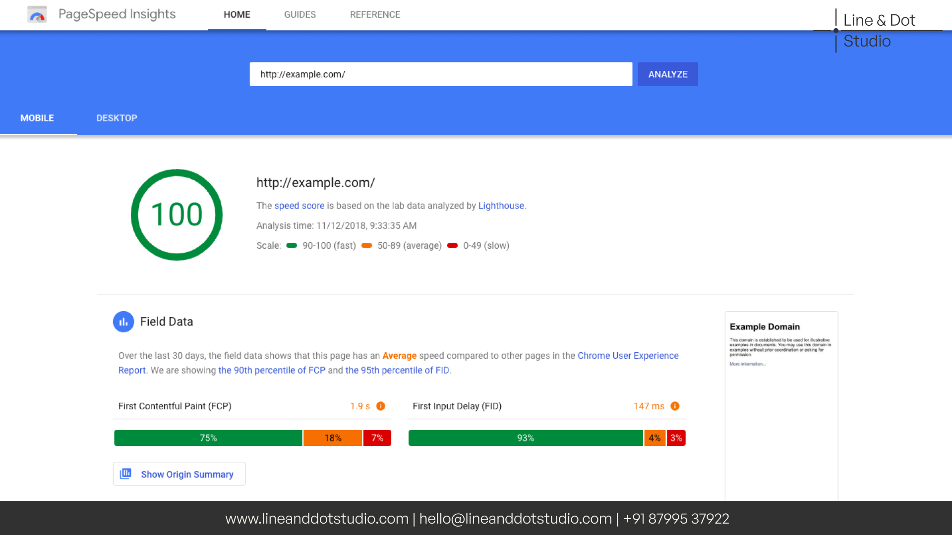 Page Speed Insights by Google to analyse the speed of your website to improve customer retention
