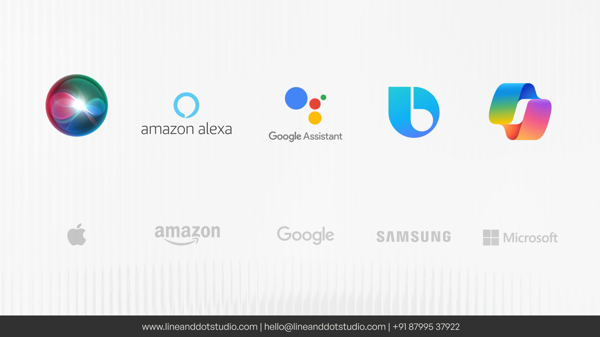 Timeline showing evolution of AI in voice user interfaces from Apple, Amazon, Google, Samsung, and Microsoft